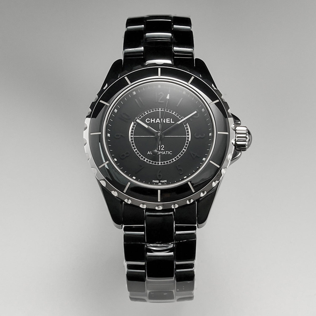 J12 Automatic Black Ceramic Black Numerals Black Dial Black Steel Hands