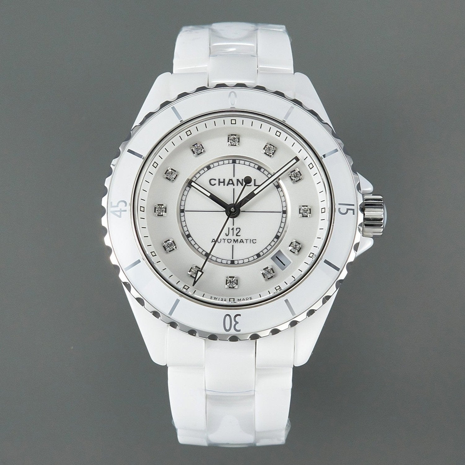 J12 Automatic White Ceramic Diamond Numerals White Dial