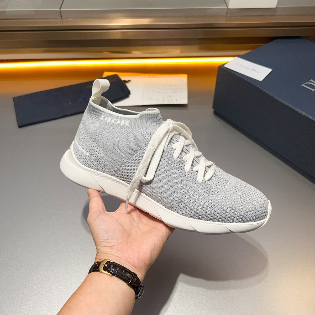 CD B21 LOW TOP KNIT SNEAKER LIGHT GRAY FABRIC