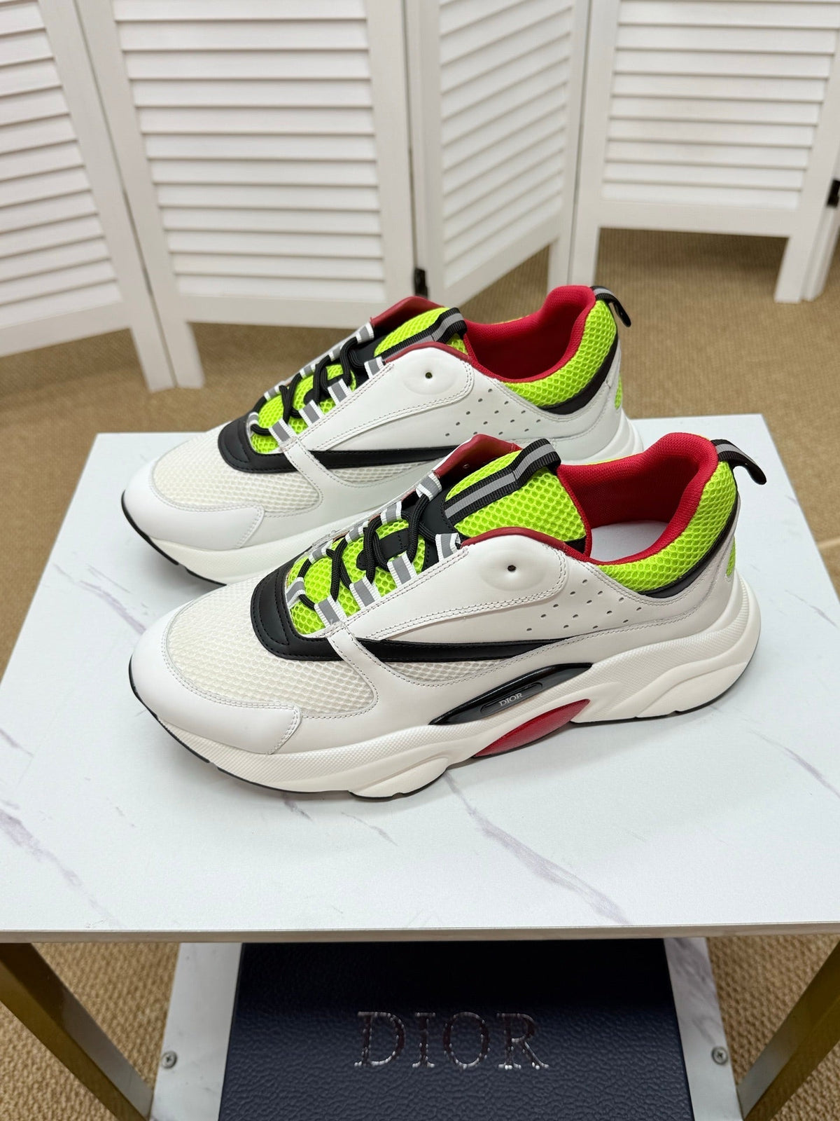 CD B22 Sneaker White-green Mesh Calfskin 648058