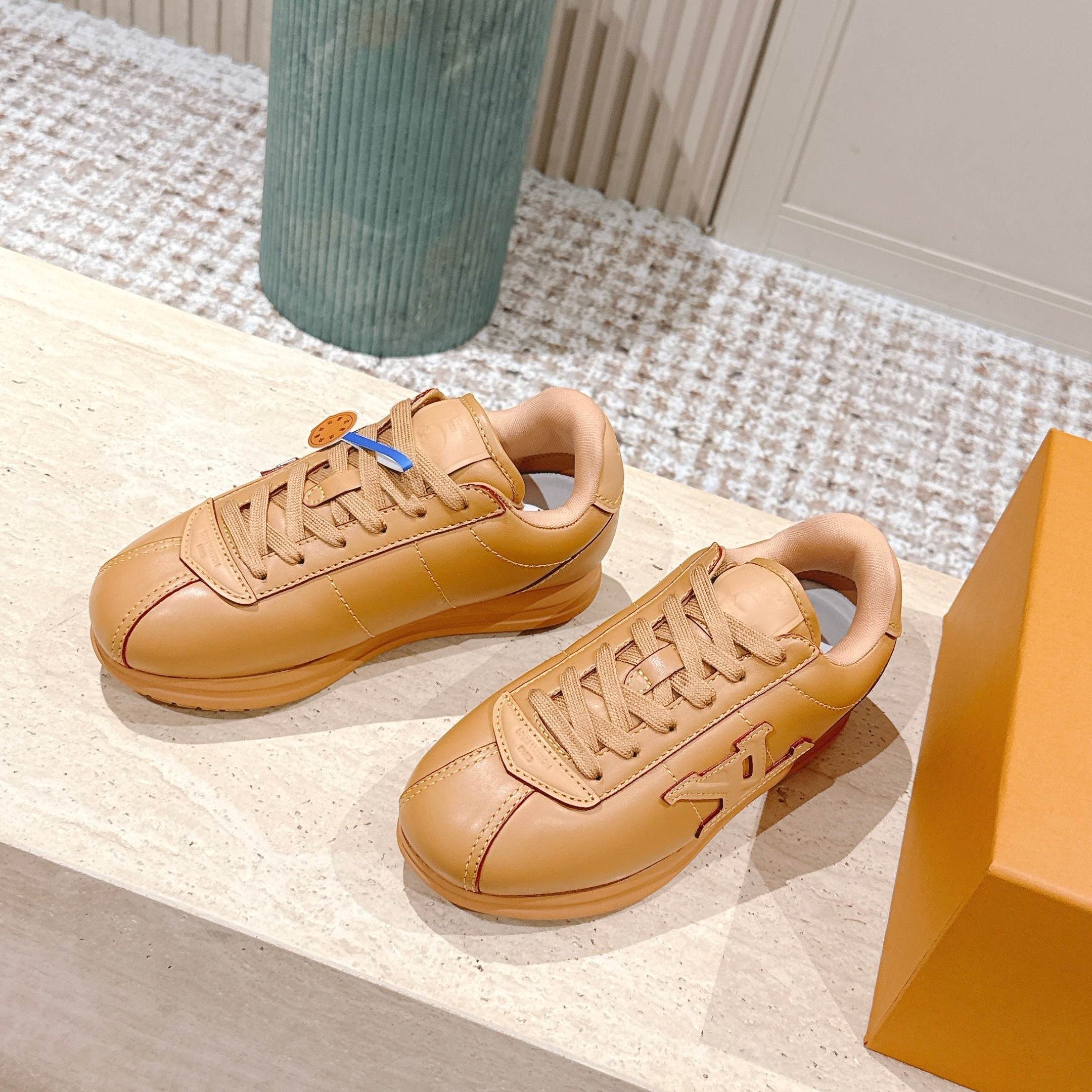 LV 25 Buttersoft Sneakers Yellow Brown Calfskin 576993