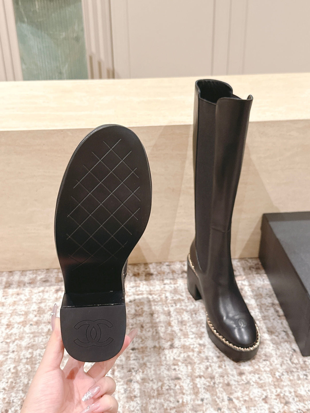 CC 25SS High Boot Black Calfskin 431721