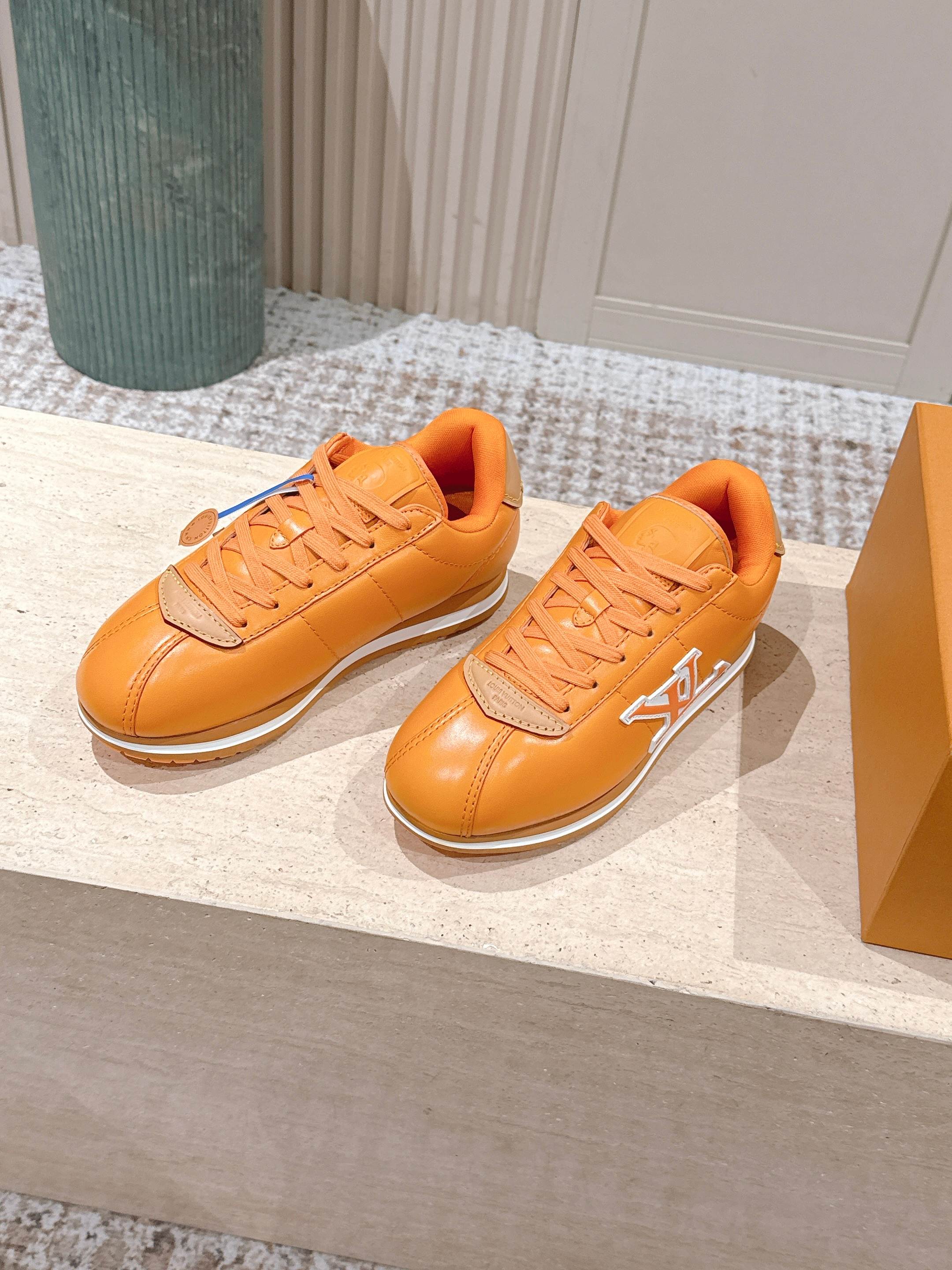 LV 25 Buttersoft Sneakers Orange Calfskin 576994