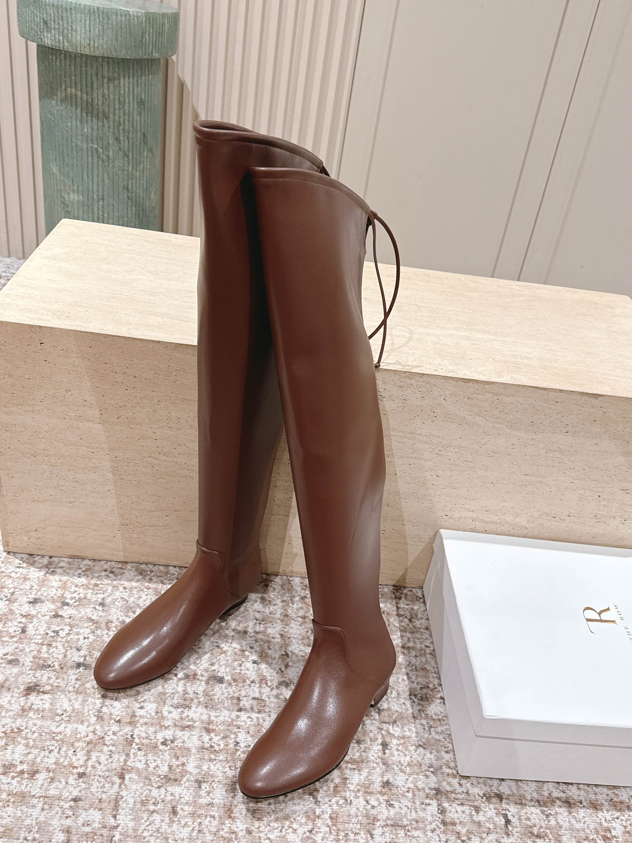The Row 2025 Over-the-knee Boot Brown Elastic PU Sheepskin 556128