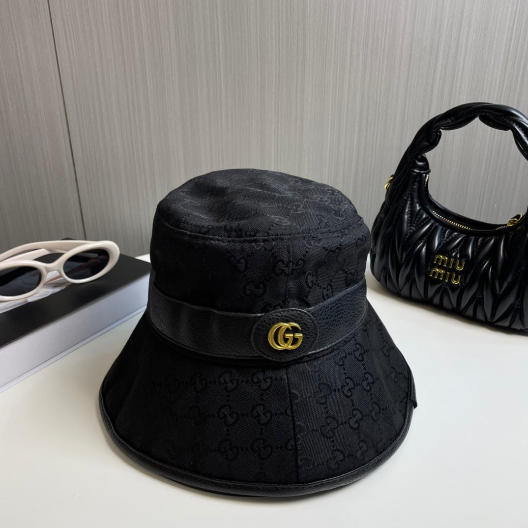 GG Bucket Hat Black Monogram 413184