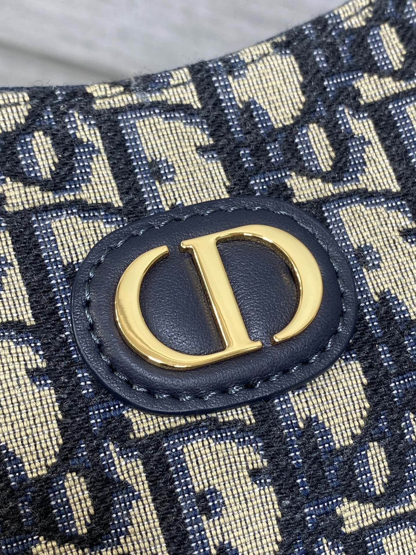 Dior 2025 Bag 19cm Navy Blue mix Beige Oblique Fabric mix Leather 272830