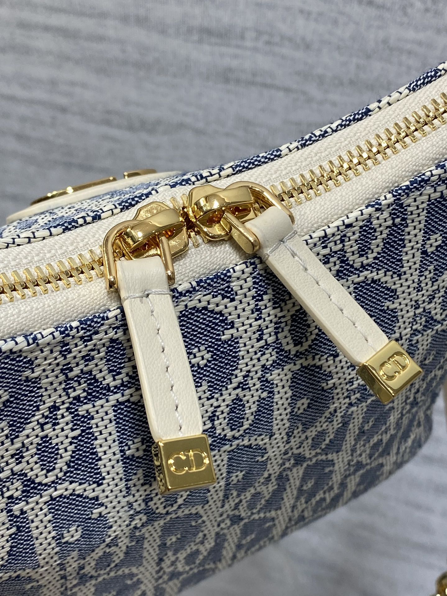 Dior 2025 Bag 19cm Blue mix White Oblique Fabric mix Leather 272832