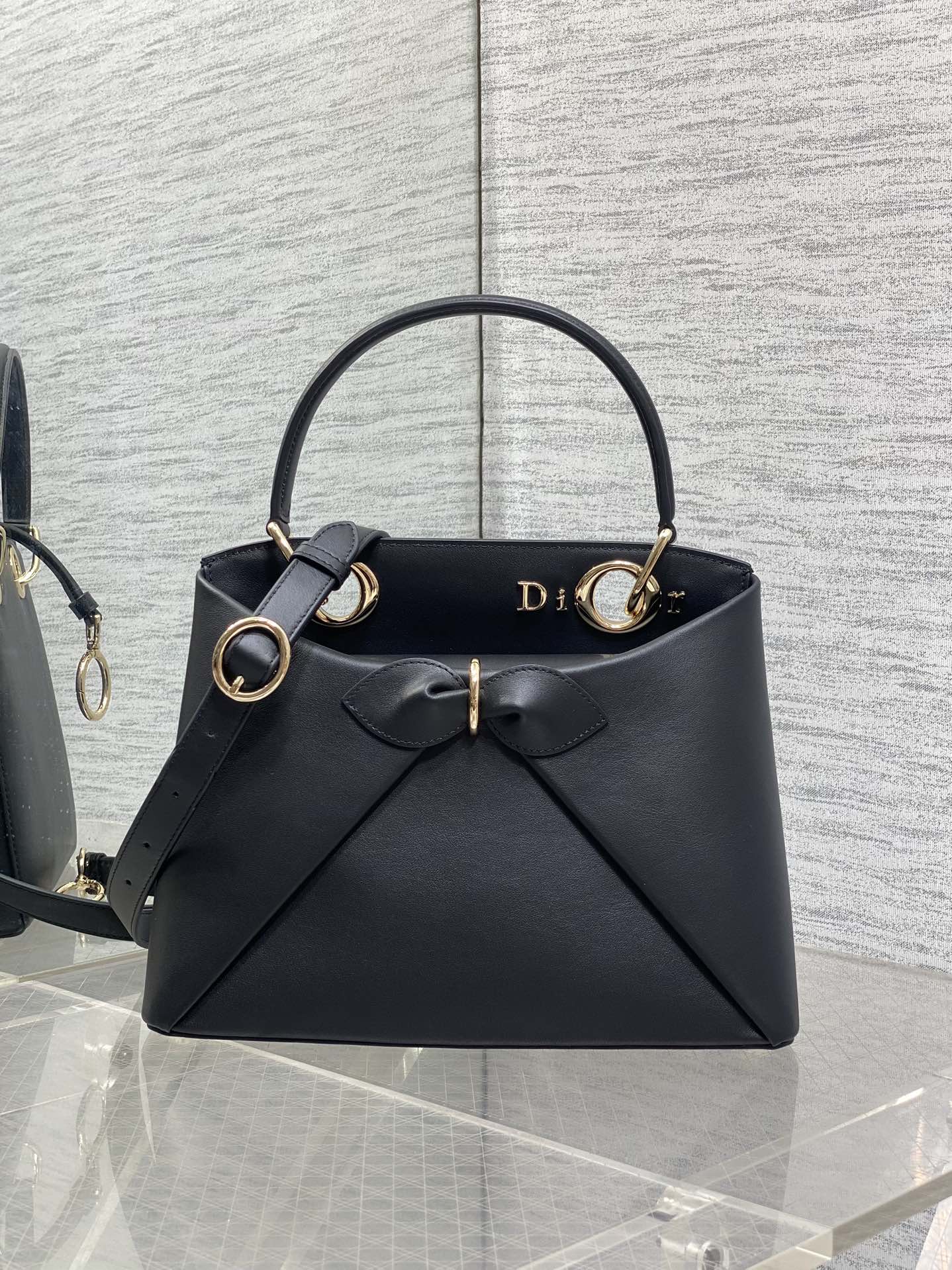 Dior 2025 Bow Bag 28cm Black Leather 272519