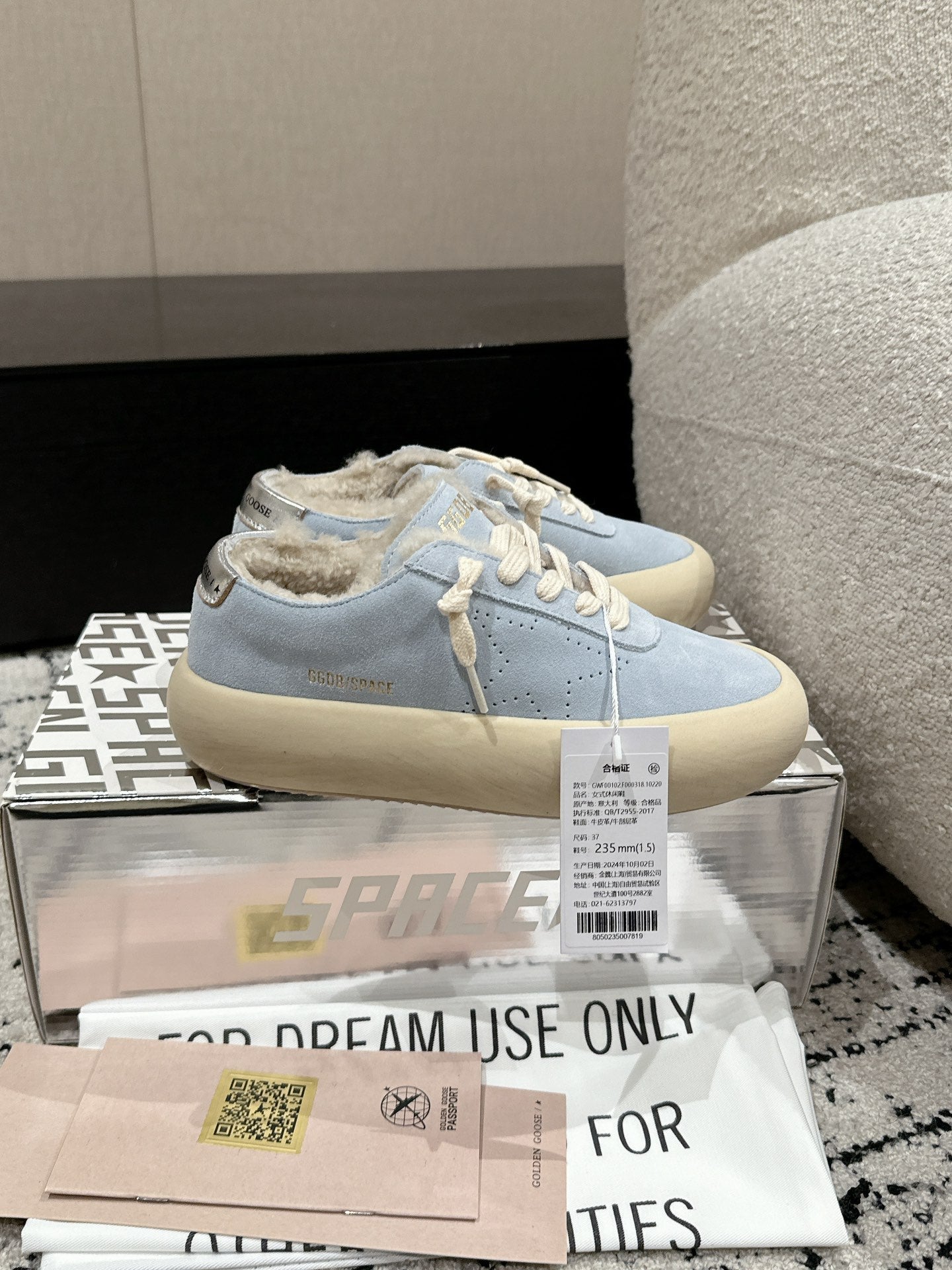 Golden Goose 2025 Space-Star Sabot Sneaker Blue Beige Suede Wool 141172