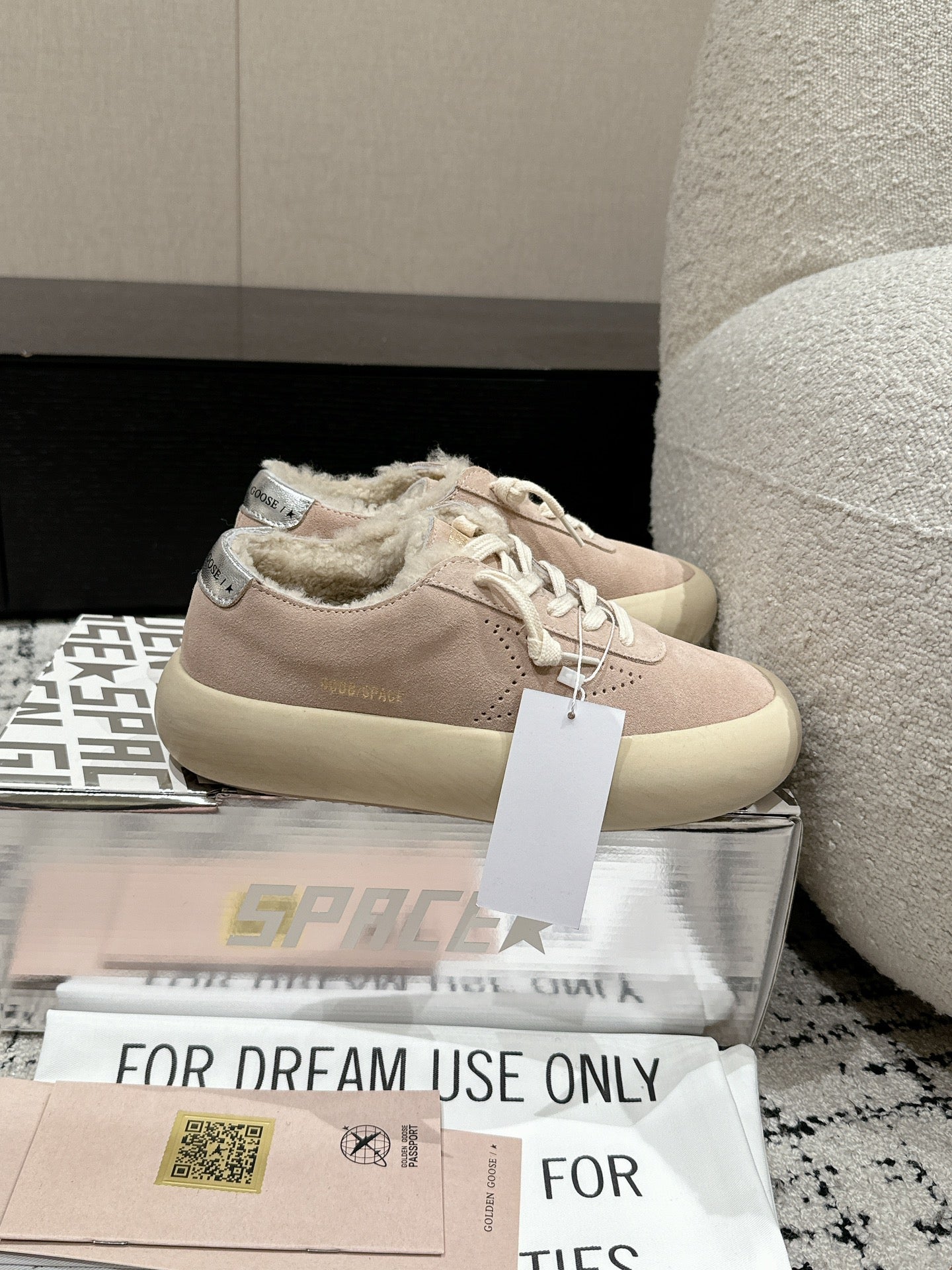 Golden Goose 2025 Space-Star Sabot Sneaker Pink Beige Suede Wool 141169