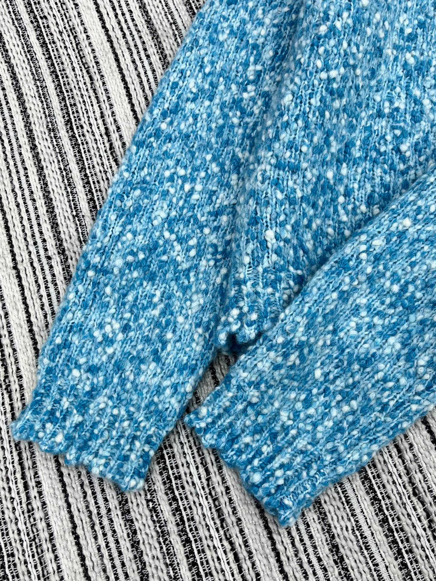 CC 2025  Jacket with Large Rhinestone Button Blue Wool 325884