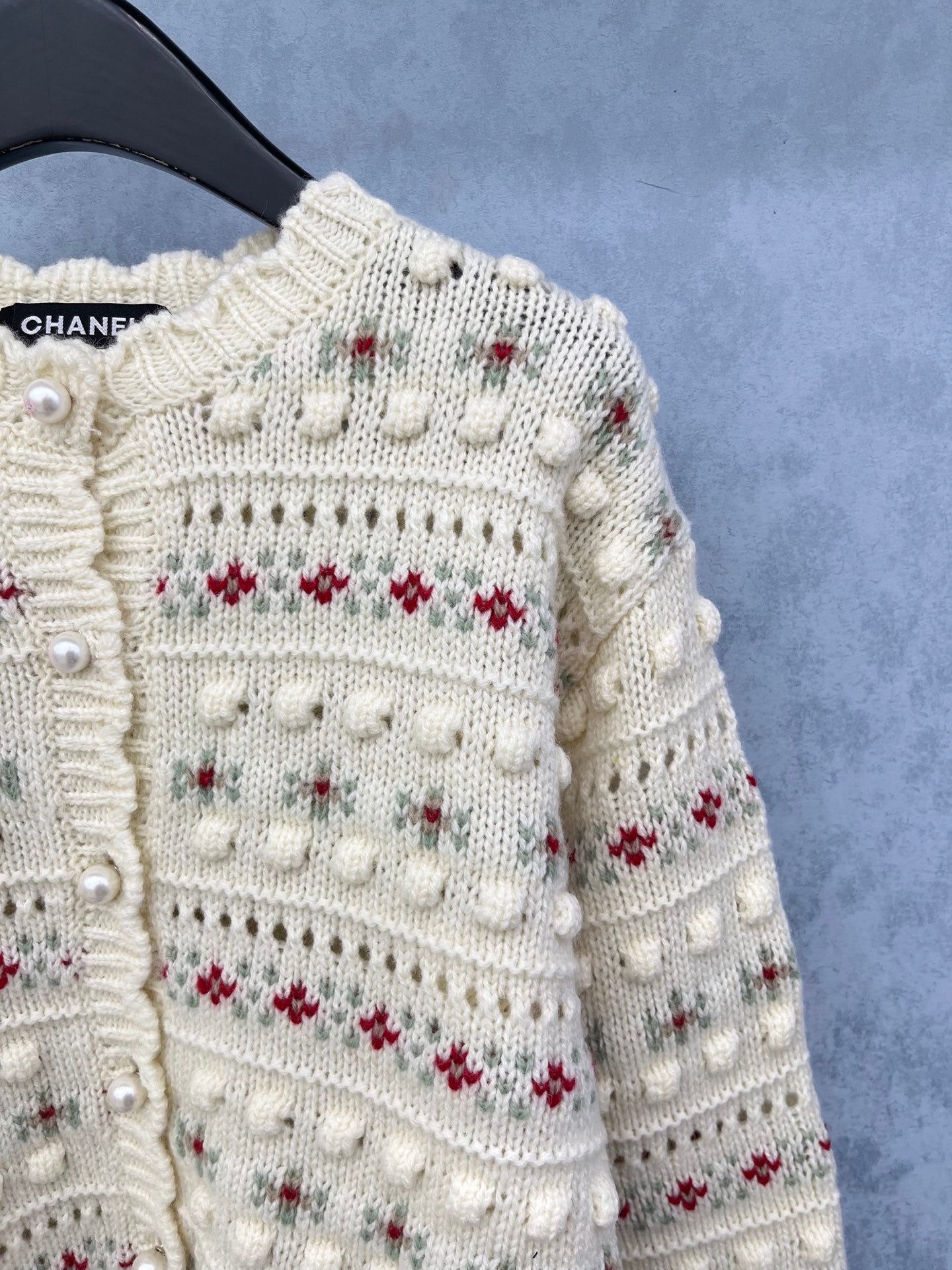 CC 2025 Jacket With Pearl Button Cream mix Colors Wool 325857