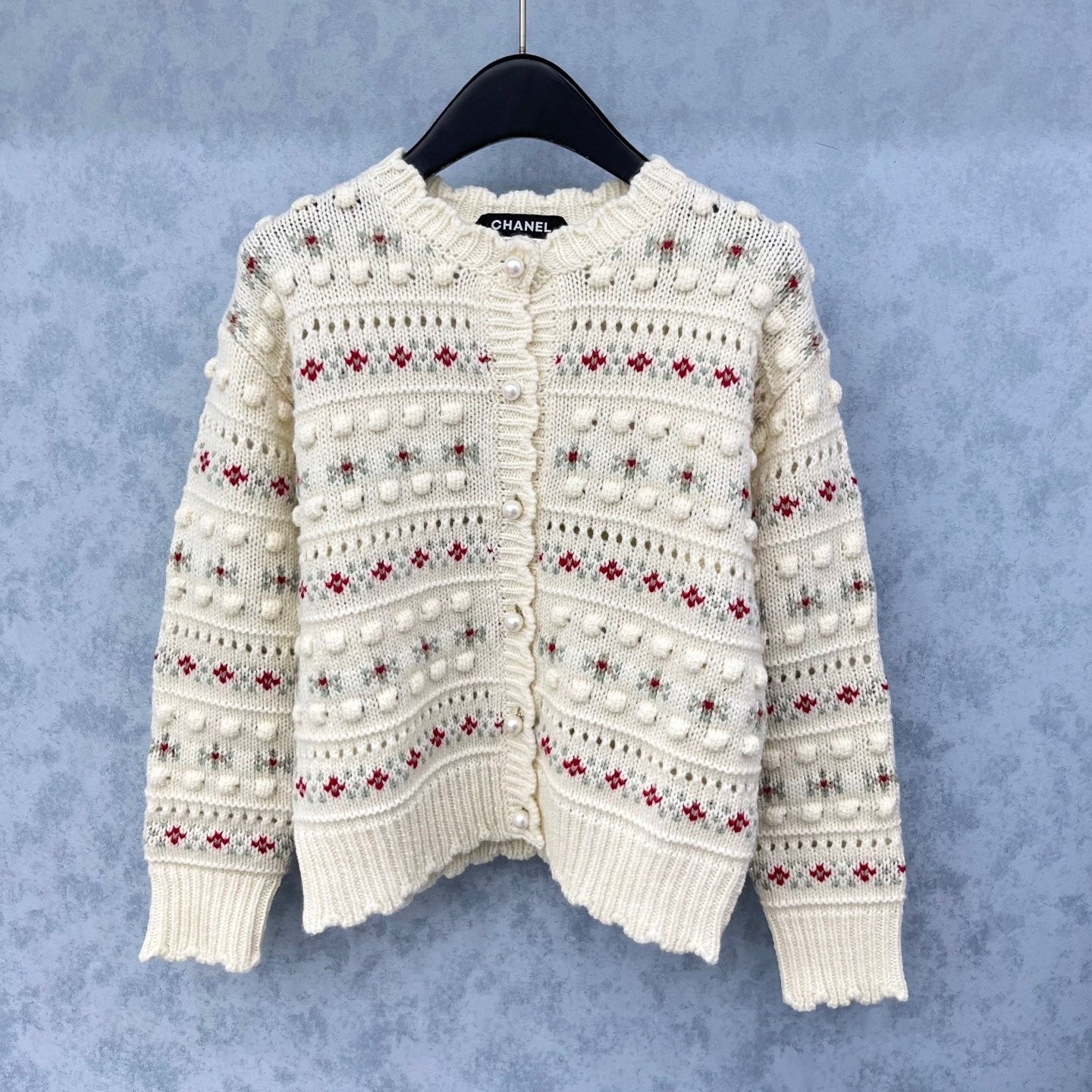 CC 2025 Jacket With Pearl Button Cream mix Colors Wool 325857