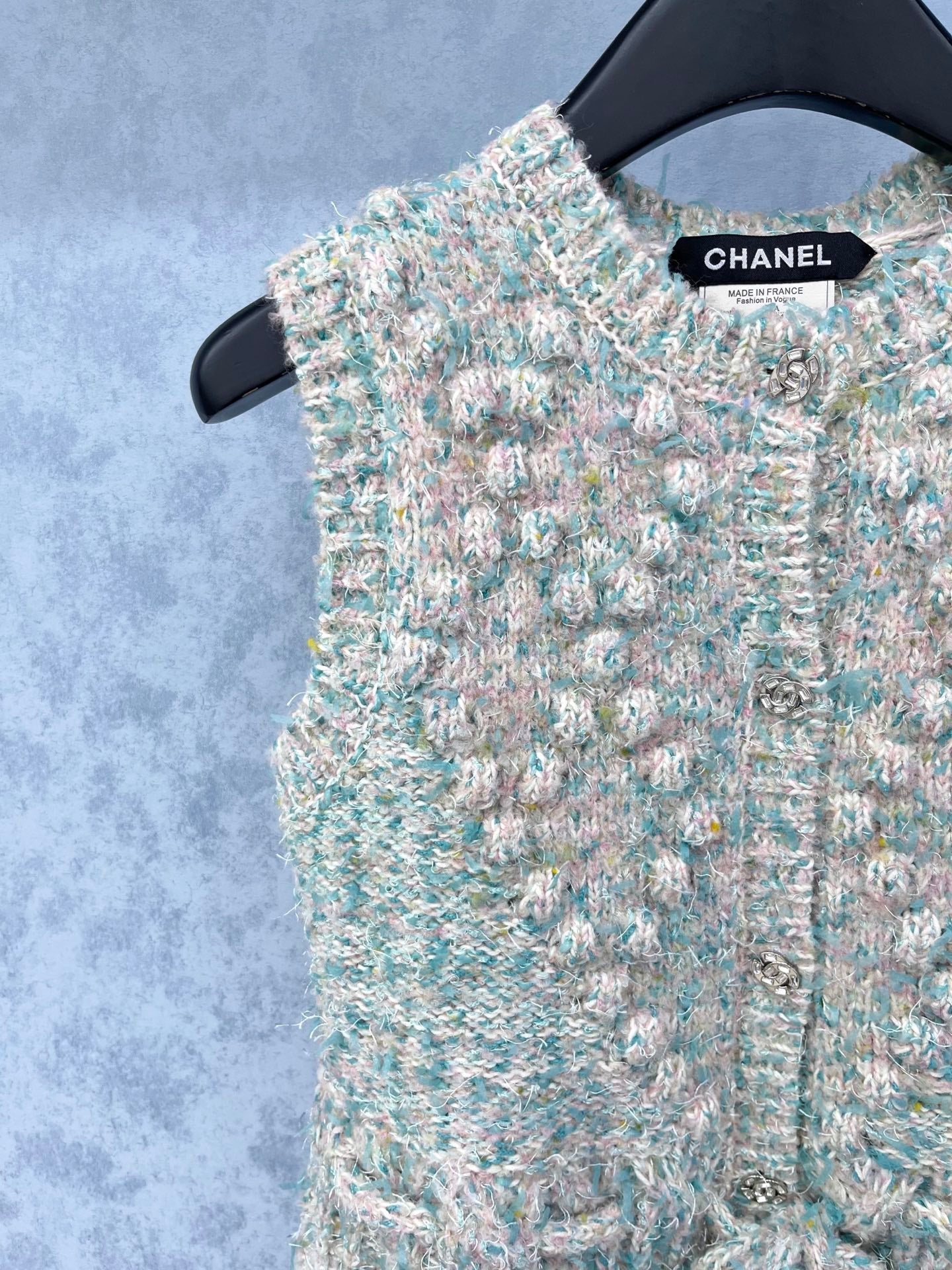 CC 2025 Vest Jacket With Drawstring Waist Blue Pink Wool 325852