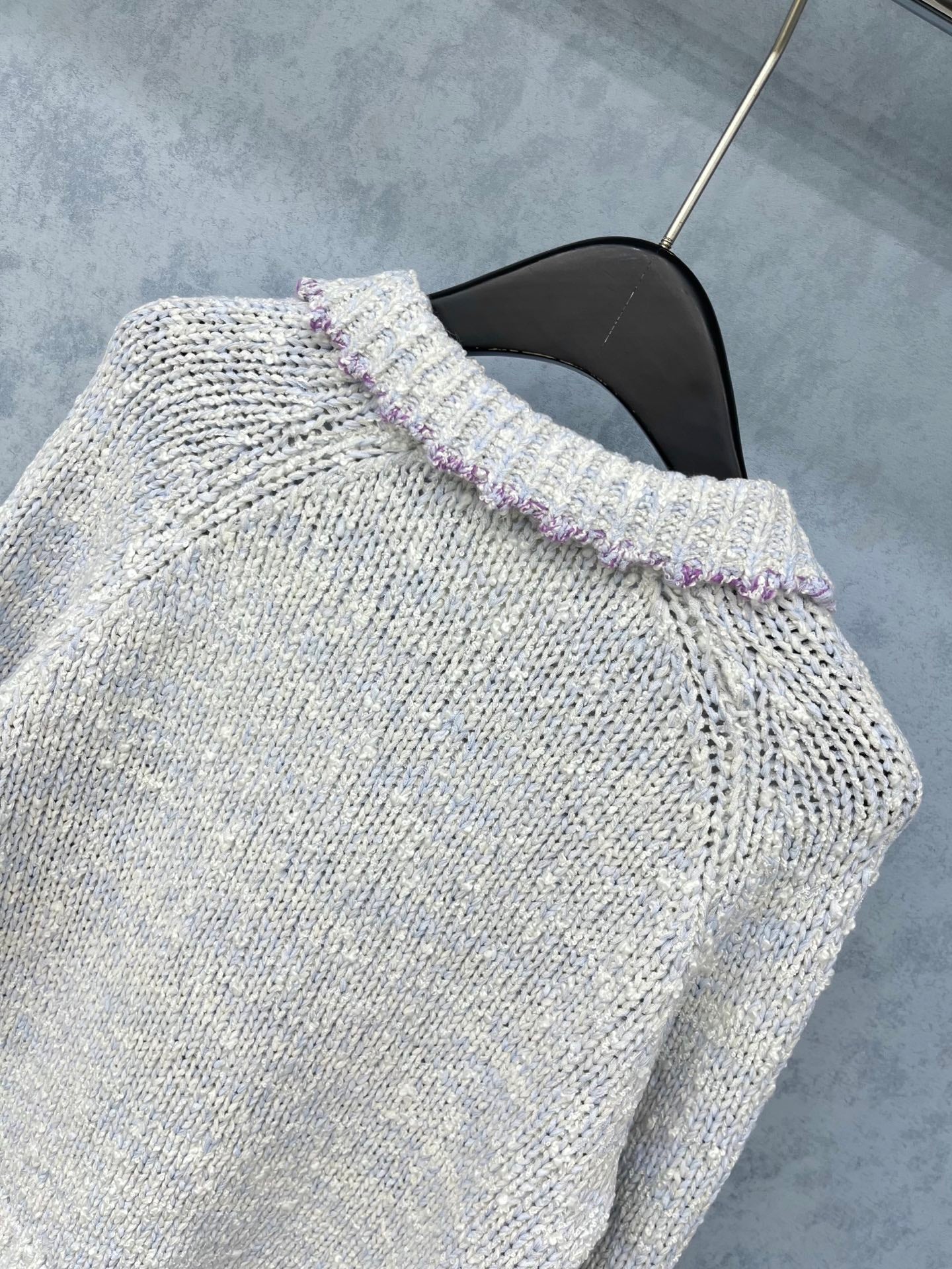 CC 2025 Cardigan Light Gray mix Purple Wool 325877