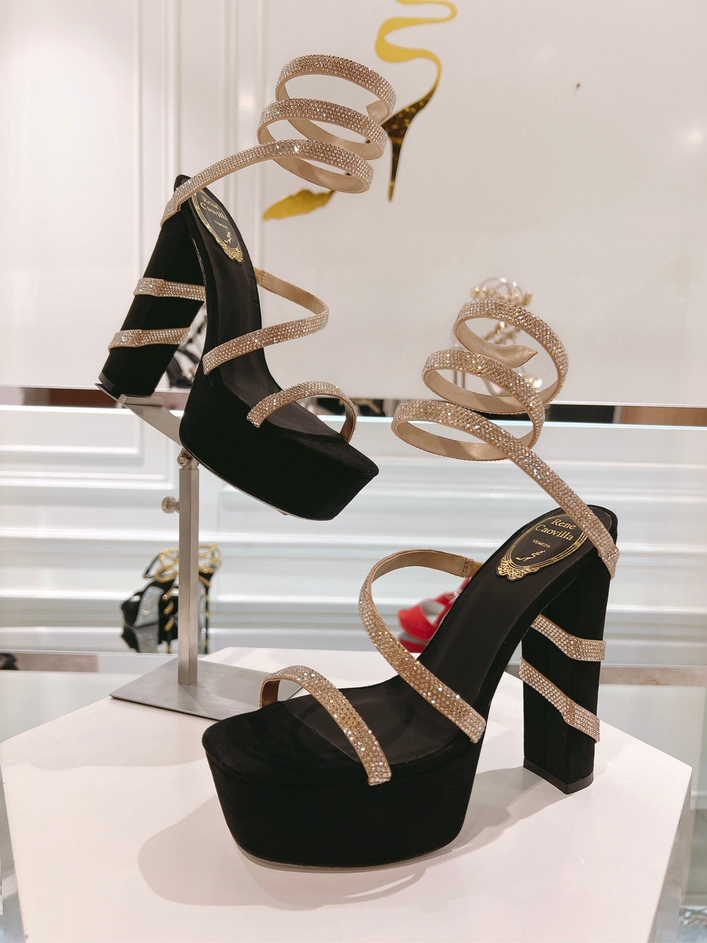 RC 25C Platform Black Gold Imported Velvet Swarovski Crystal 339482