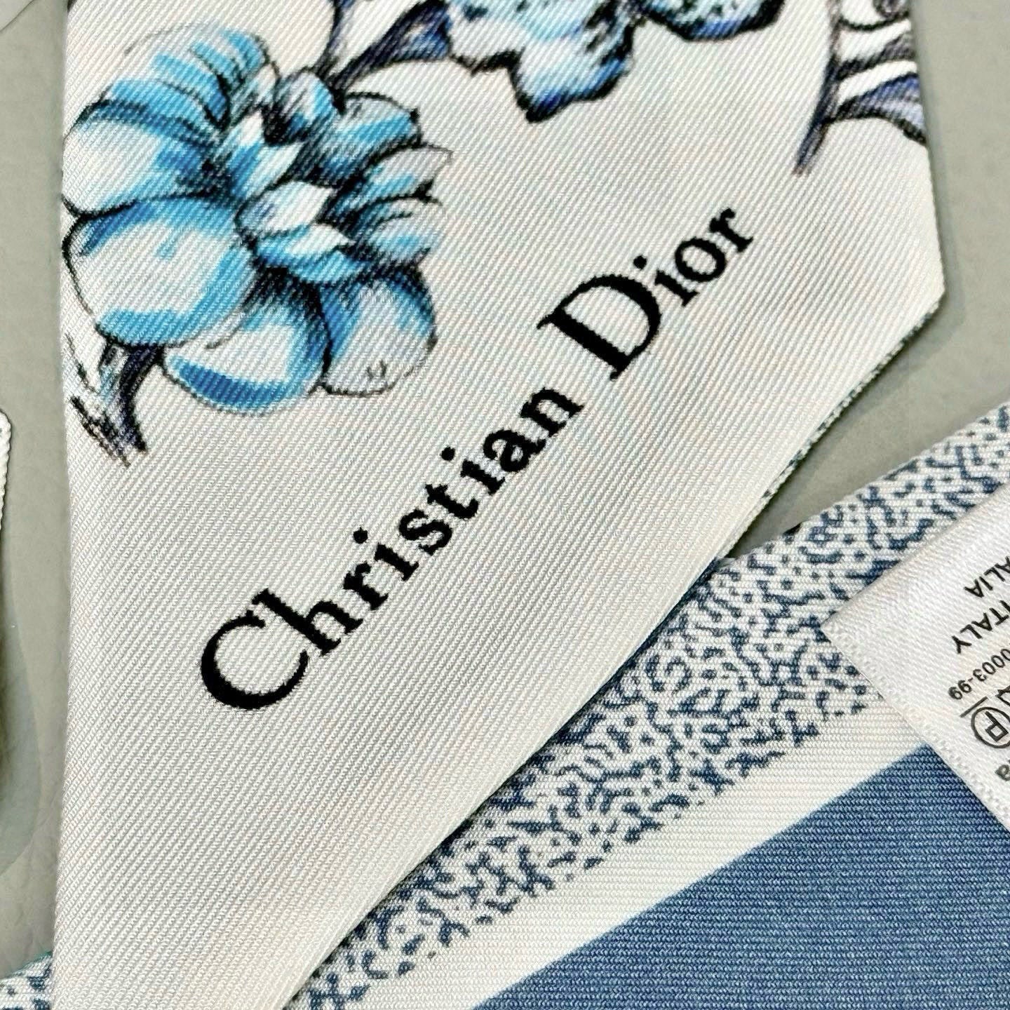 CD Twilly Mini Scarf 105cm Blue Mulberry Silk 935250