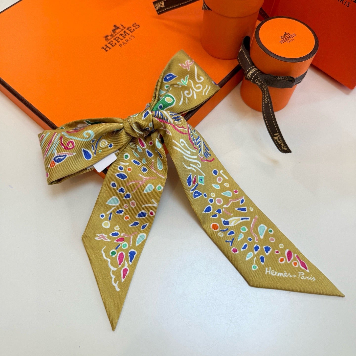 HM Twilly Mini Scarf 86CM Mustard Yellow Mulberry Silk 967443