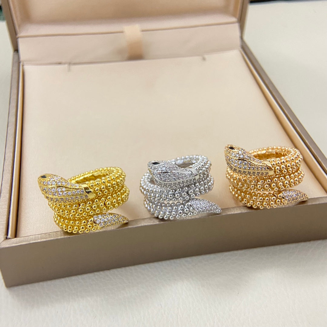 BVL Triple Beaded Diamond Snake Ring