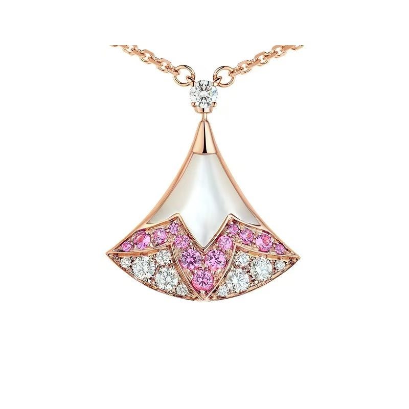 BVL Camouflage Necklace White Pink Diamond Pink Gold