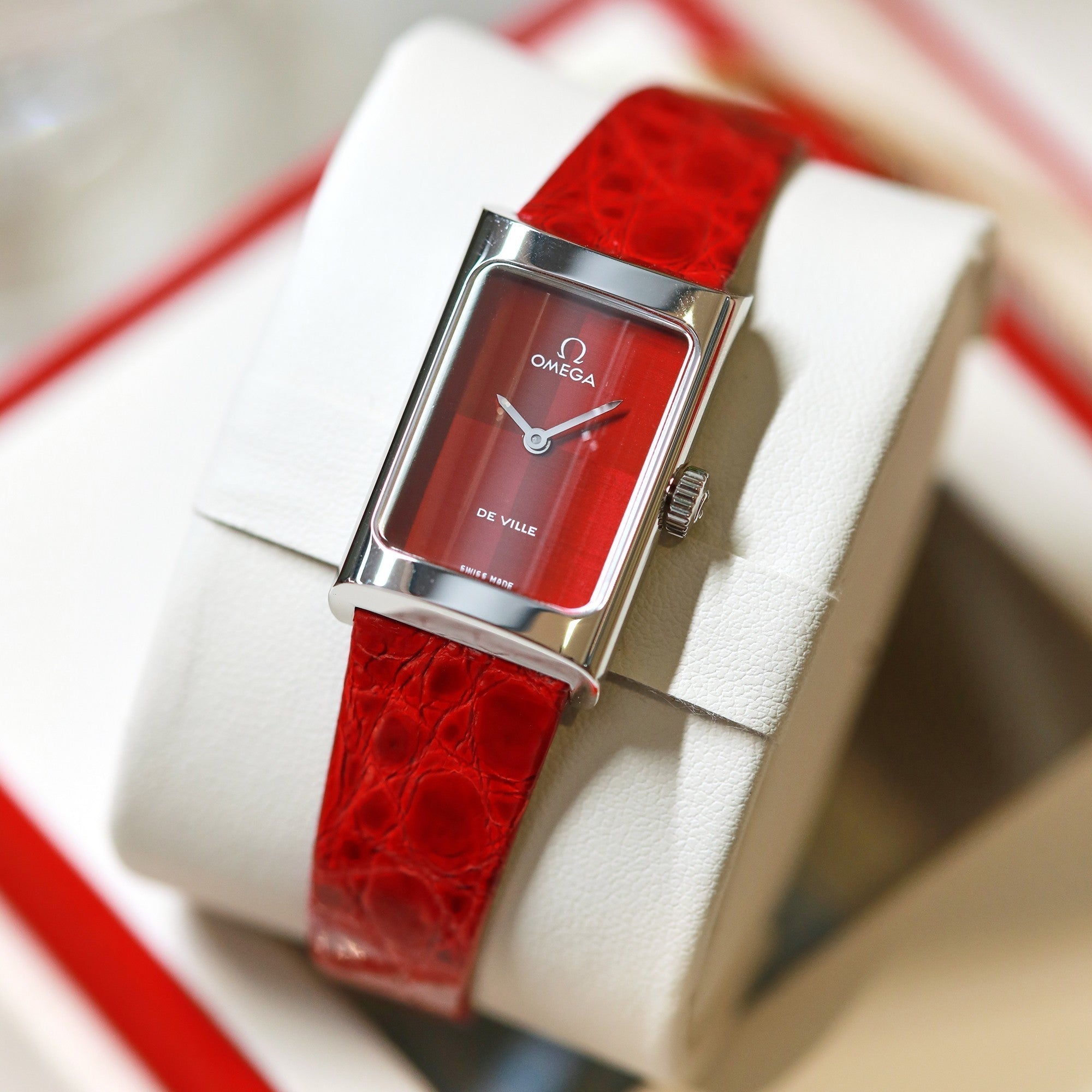 Omega De Ville 26.12mm Silver Red Dial