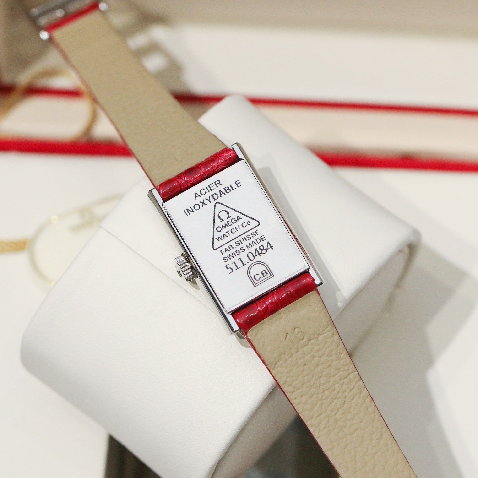 Omega De Ville 26.12mm Silver Red Dial