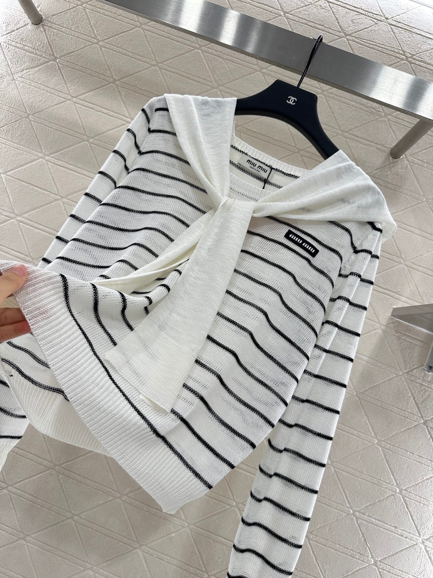 Miu Miu 25 Striped Knit Sweater Scarf 288654