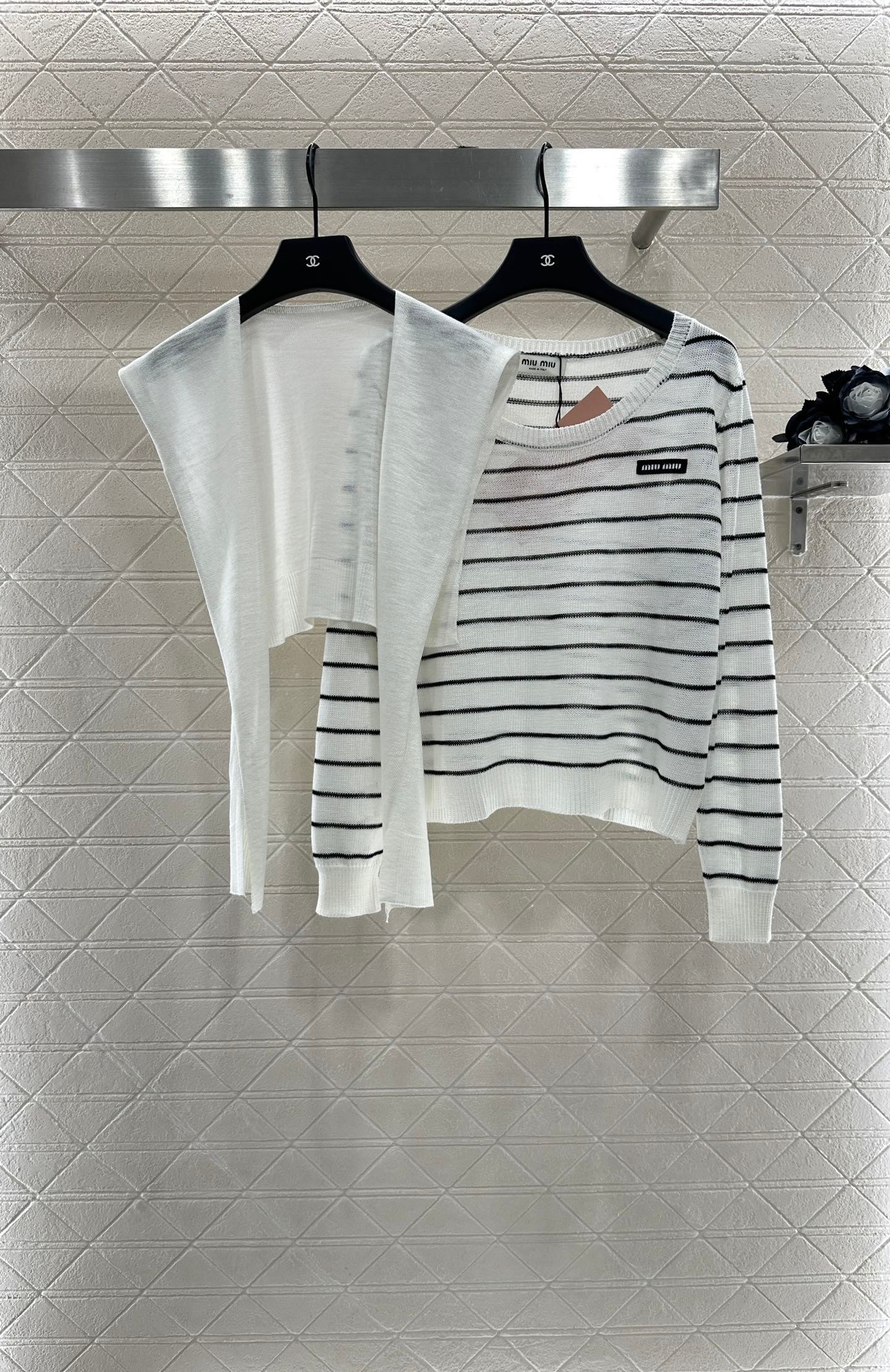 Miu Miu 25 Striped Knit Sweater Scarf 288654