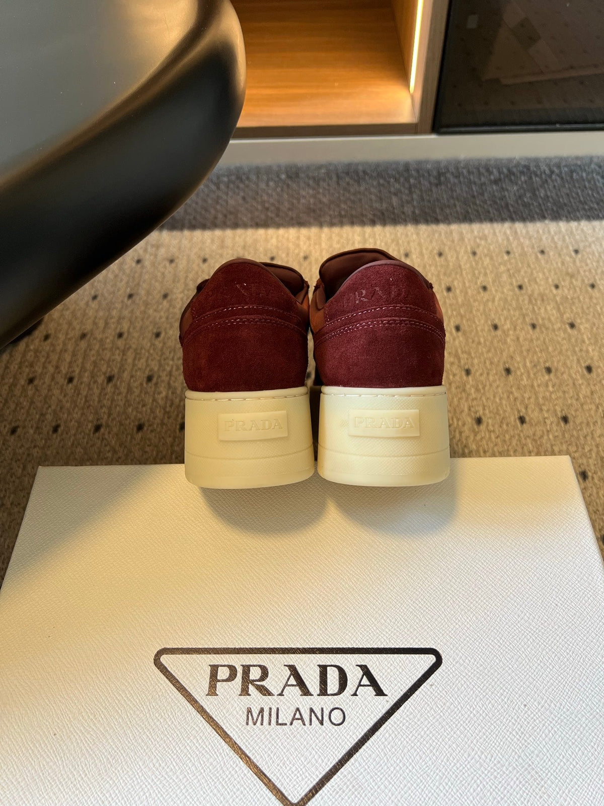 Prada 2026 Downtown Bold Sneakers Suede Fabric 151215