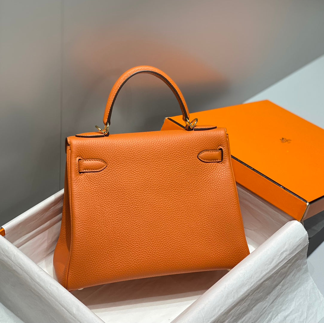 HM KELLY 28CM ORANGE TOGO GOLD HARDWARE