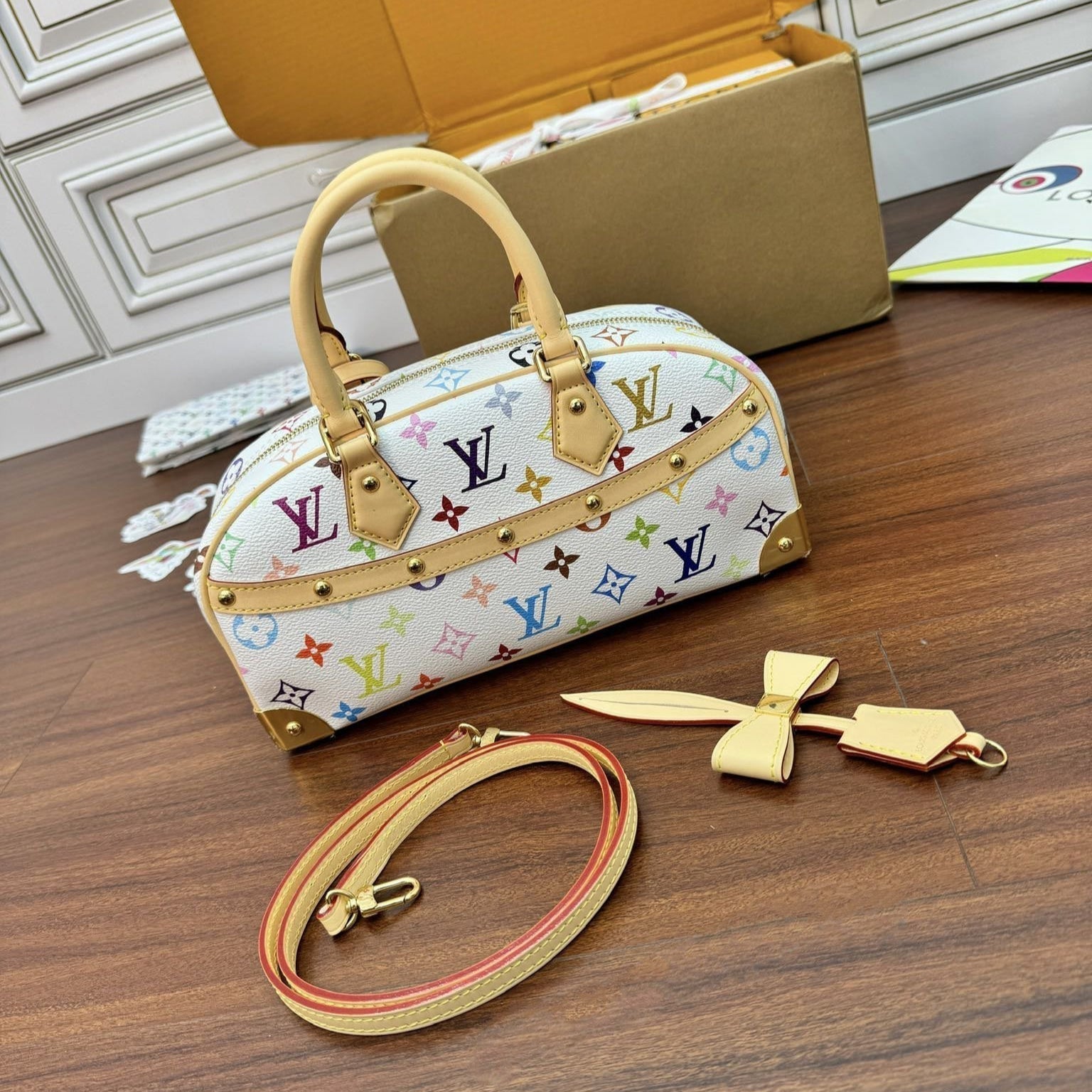 LV Nano Speedy 27cm White Multicolore Monogram Canvas 330435