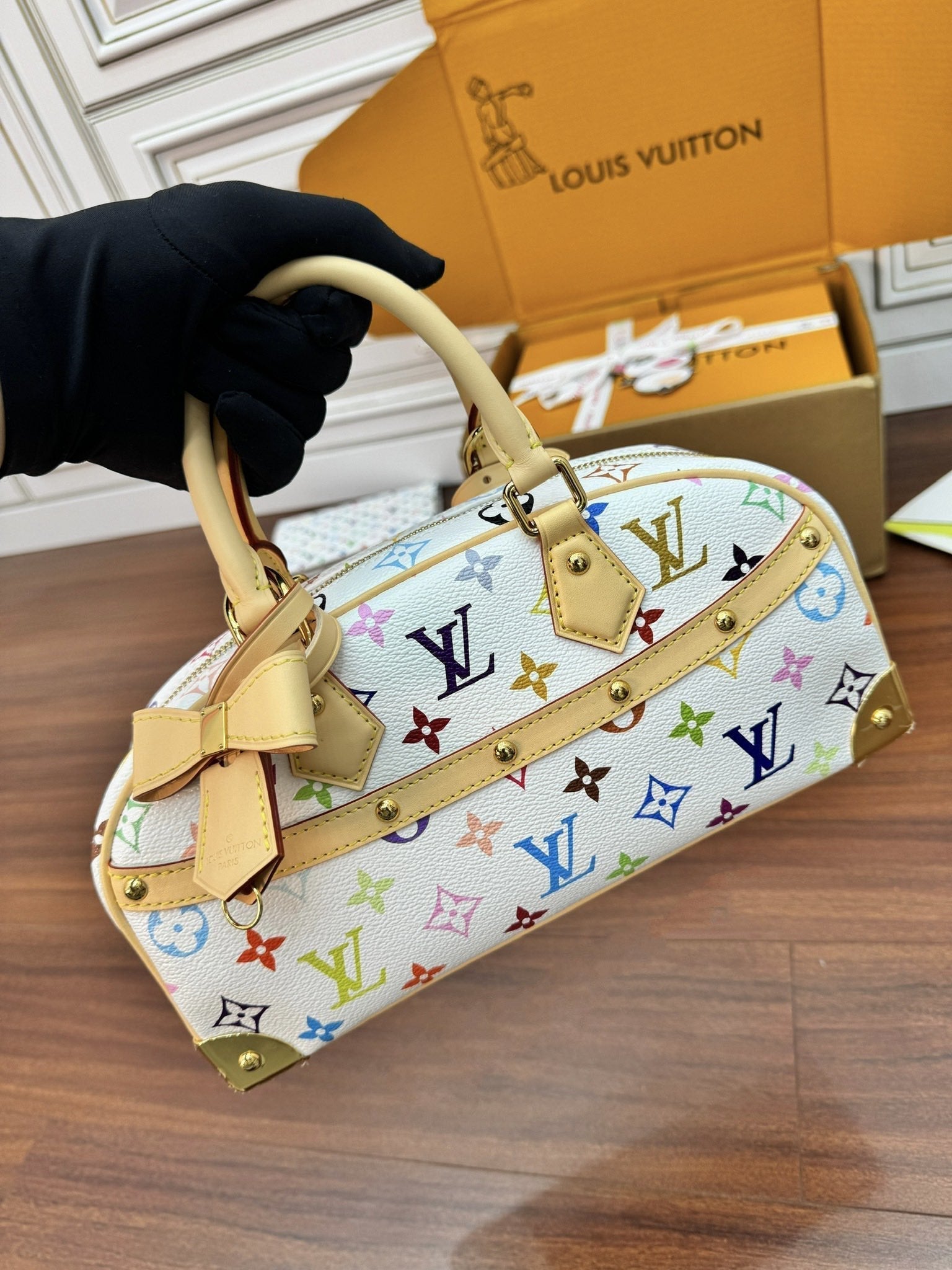 LV Nano Speedy 27cm White Multicolore Monogram Canvas 330435