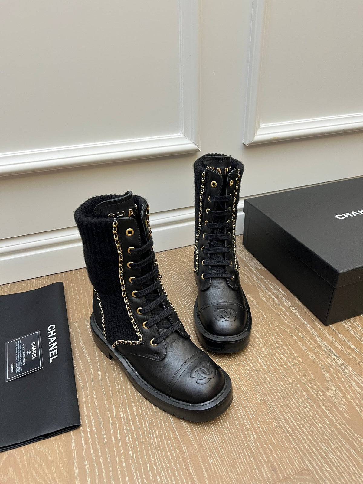Chanel 2026 Double C Ankle Boots Wool Leather 194056