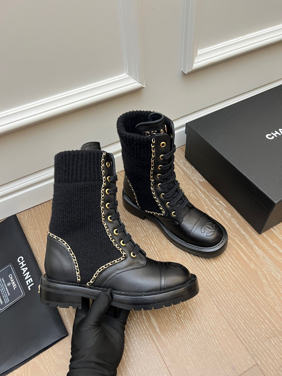 Chanel 2026 Double C Ankle Boots Wool Leather 194056