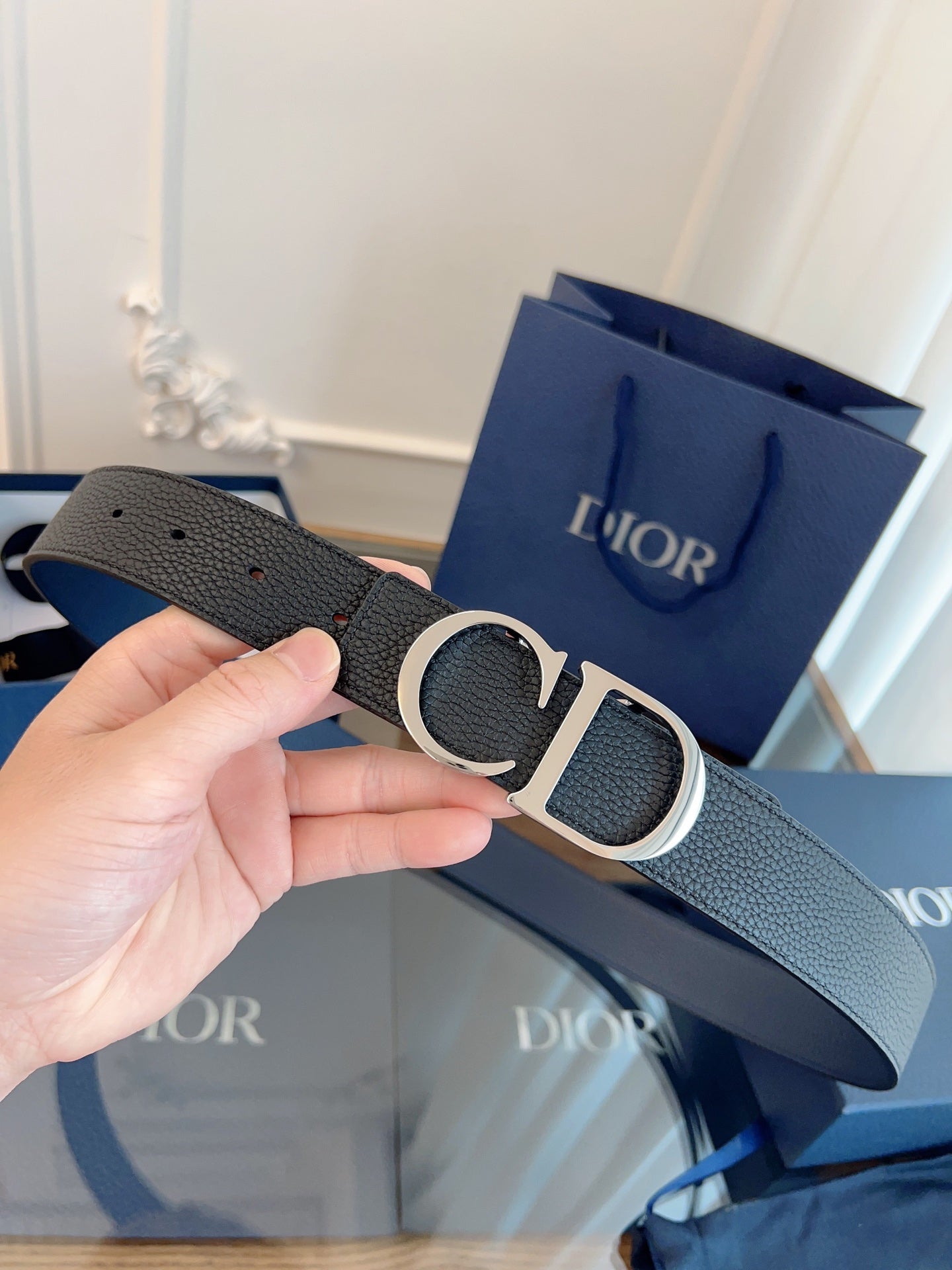 Dior 2025 Belt Black with Silver Buckle