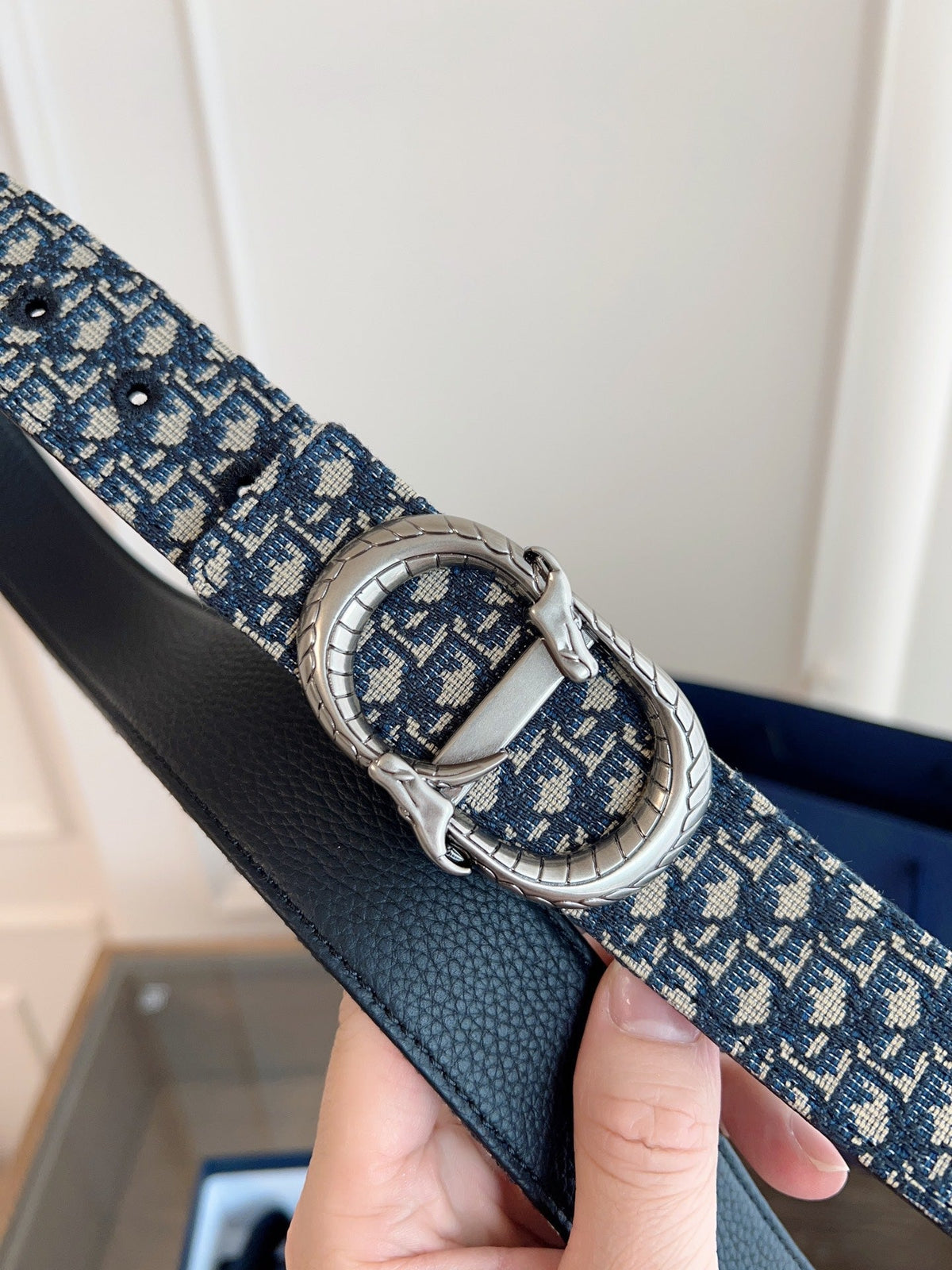 Dior 2026 Oblique Jacquard Belt 35mm Blue Canvas 189412