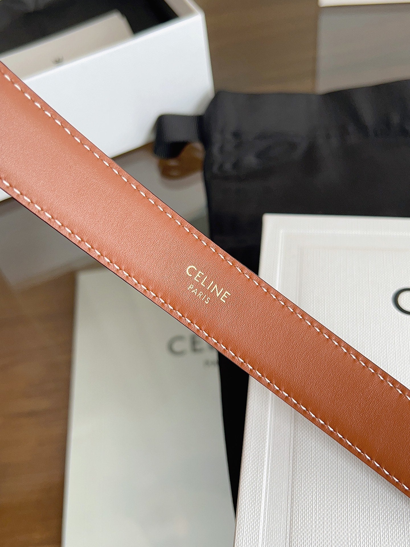 CL Black 25mm Triomphe Enamel Saddle Dark Brown Monogram Cowhide 615273