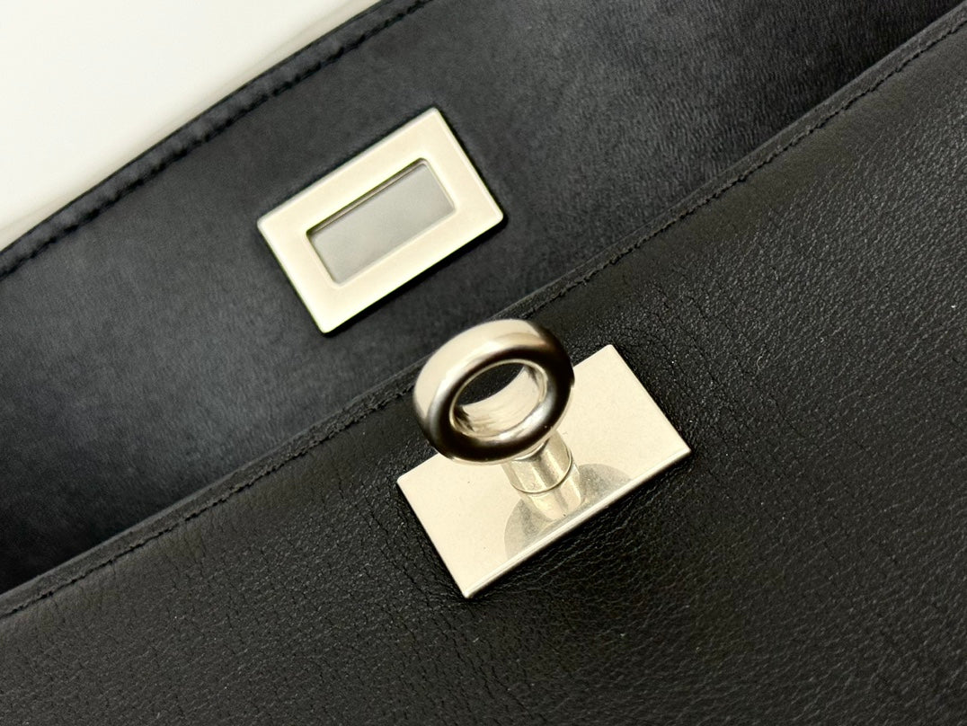 Balenciaga Medium Rodeo Bag 35 Black Calfskin Sliver Hardware