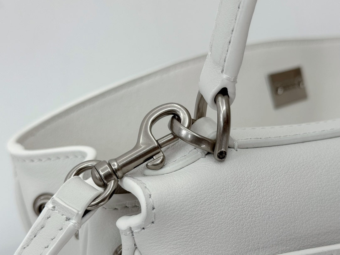 Balenciaga Small Bag 29 White Calfskin Sliver Hardware