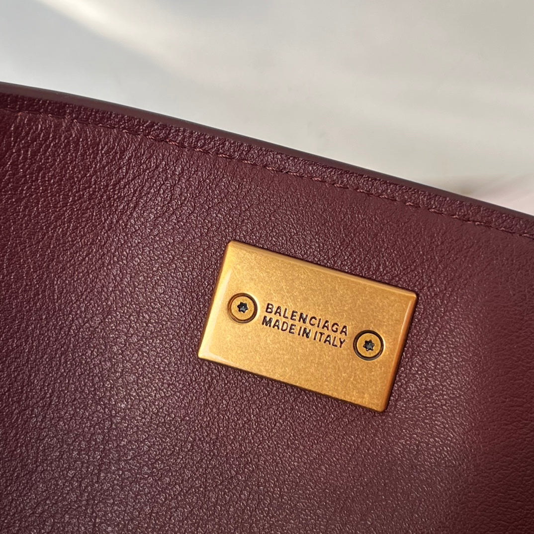 Balenciaga Mini Bag 22 Burgyndy Calfskin Gold Hardware