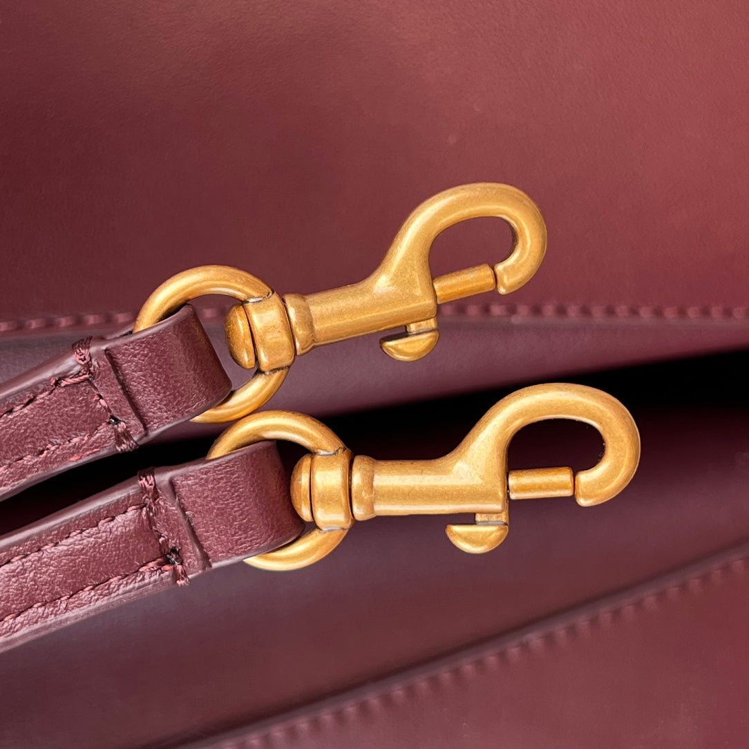 Balenciaga Mini Bag 22 Burgyndy Calfskin Gold Hardware