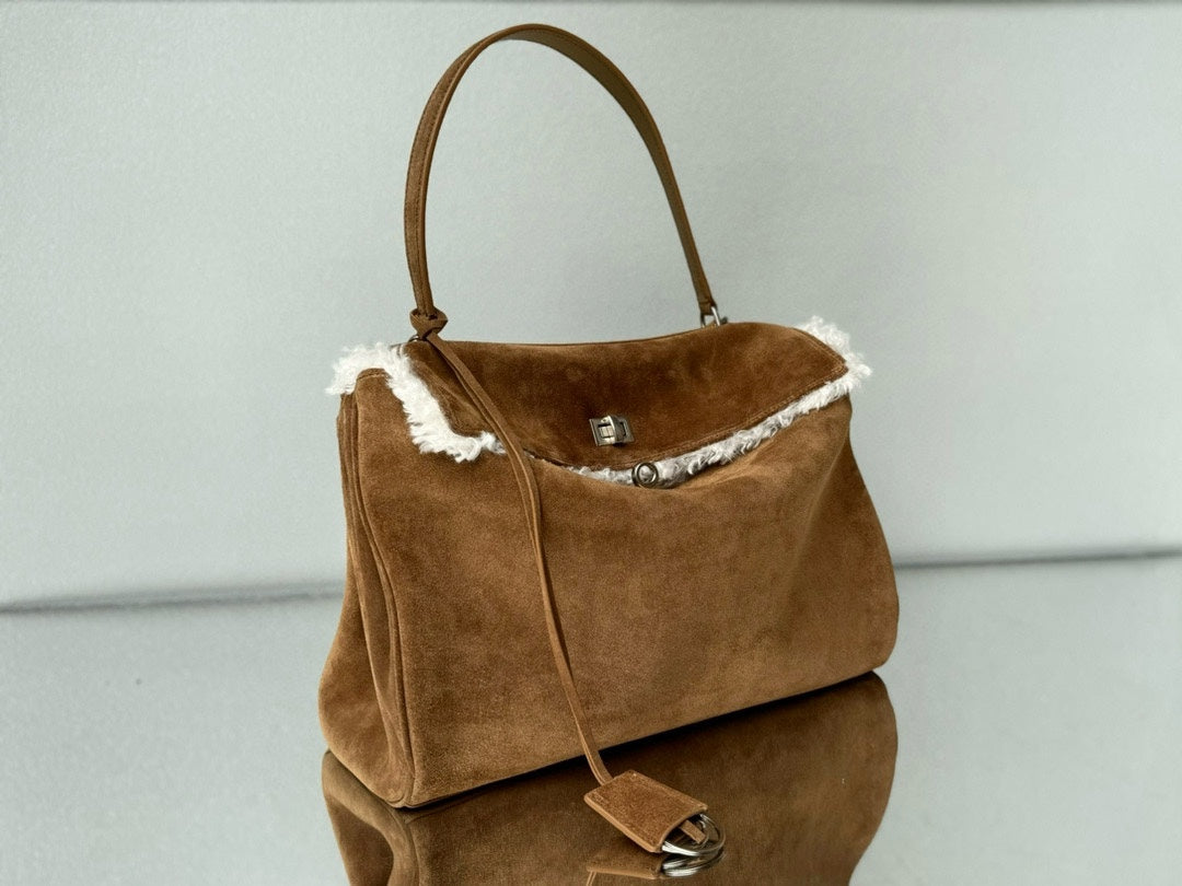 Balenciaga Small Rodeo Bag 40 Brown Suede Sliver Hardware