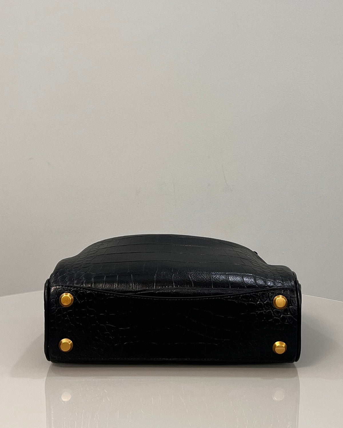 Balenciaga Small Rodeo Crocodile Embossed Bag 29 Black Leather Gold Hardware