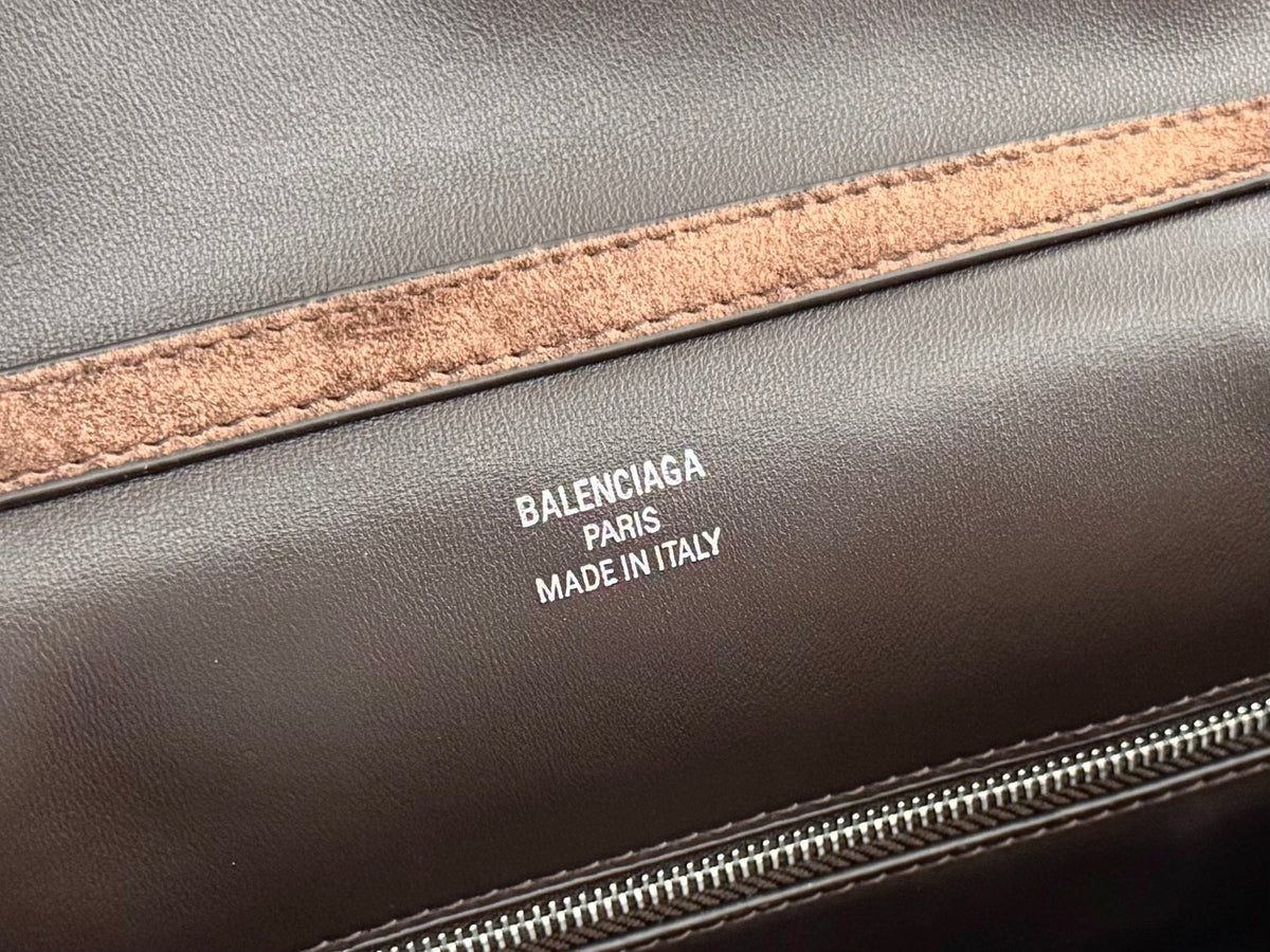 Balenciaga Large Medium Bag 35 Coffee Brown Suede Sliver Hardware
