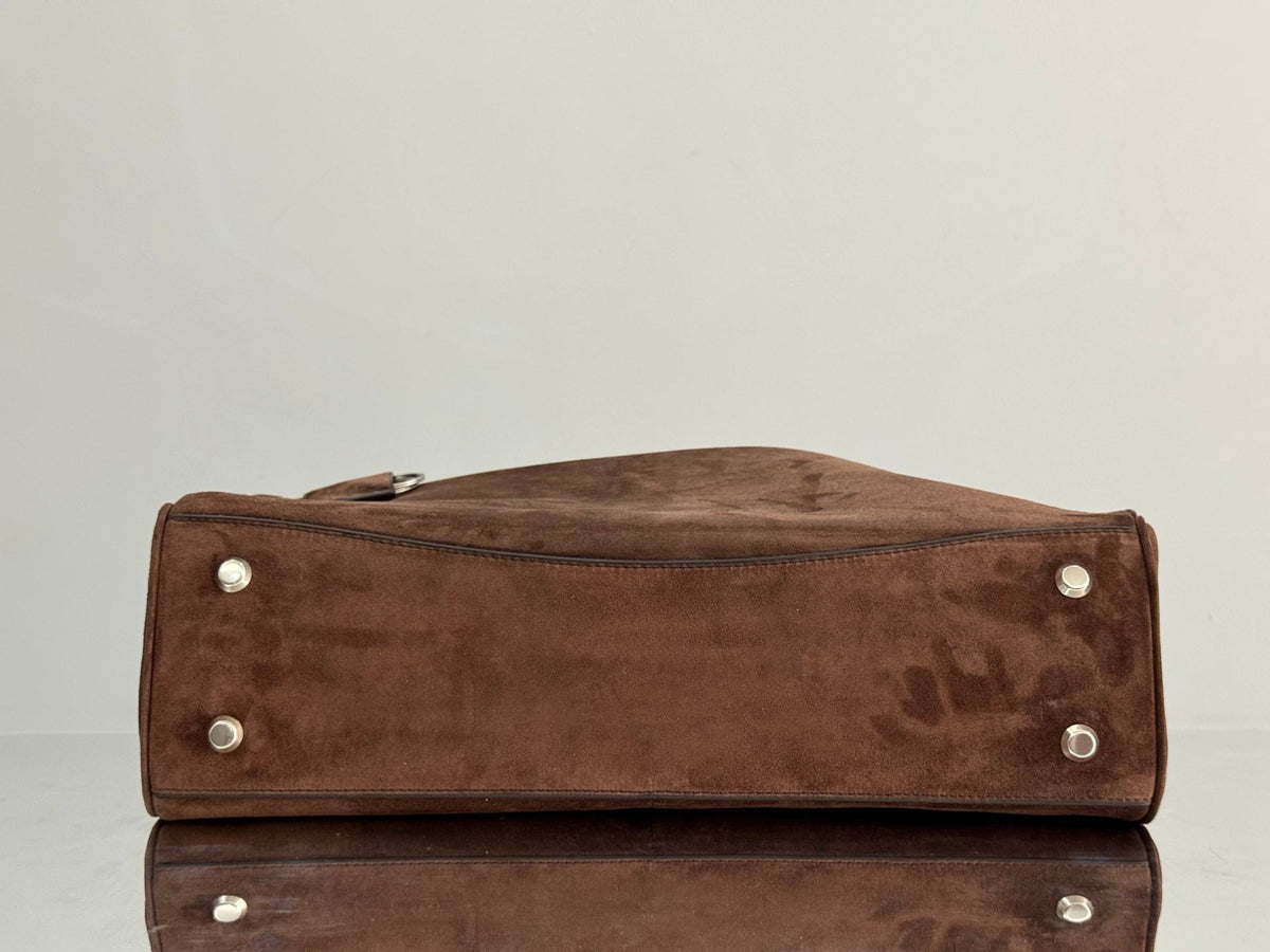 Balenciaga Large Rodeo Bag 40 Coffee Brown Suede Sliver Hardware