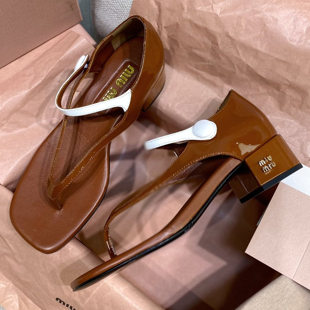 Miu Miu 2026 Thong Sandals 40mm Patent Leather 155474