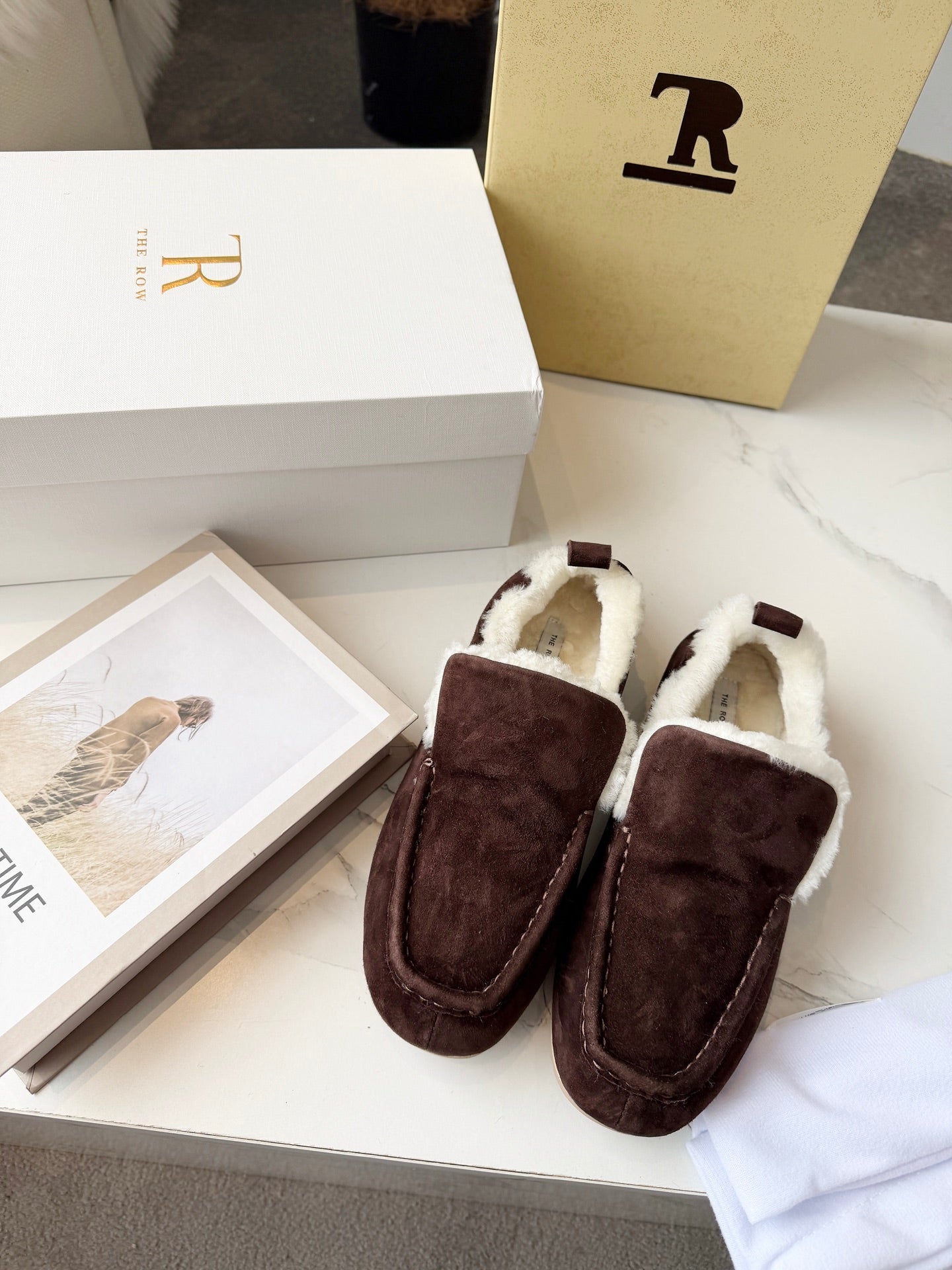 The Row 2025 Loafer Dark Brown Suede Wool 576846