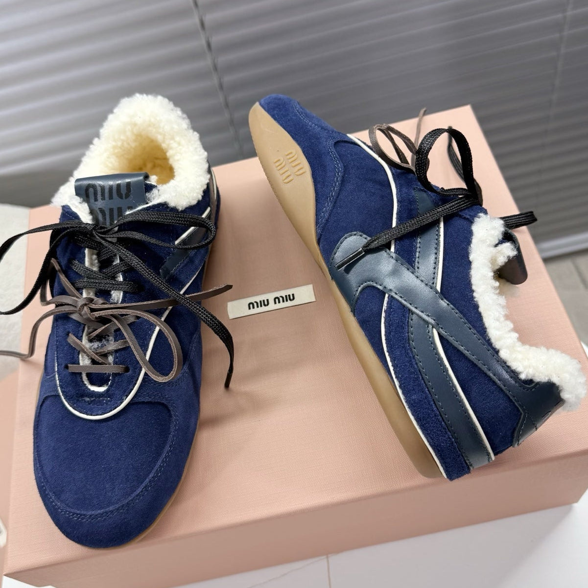 Miumiu 25 Sneaker Blue Suede Wool 553221