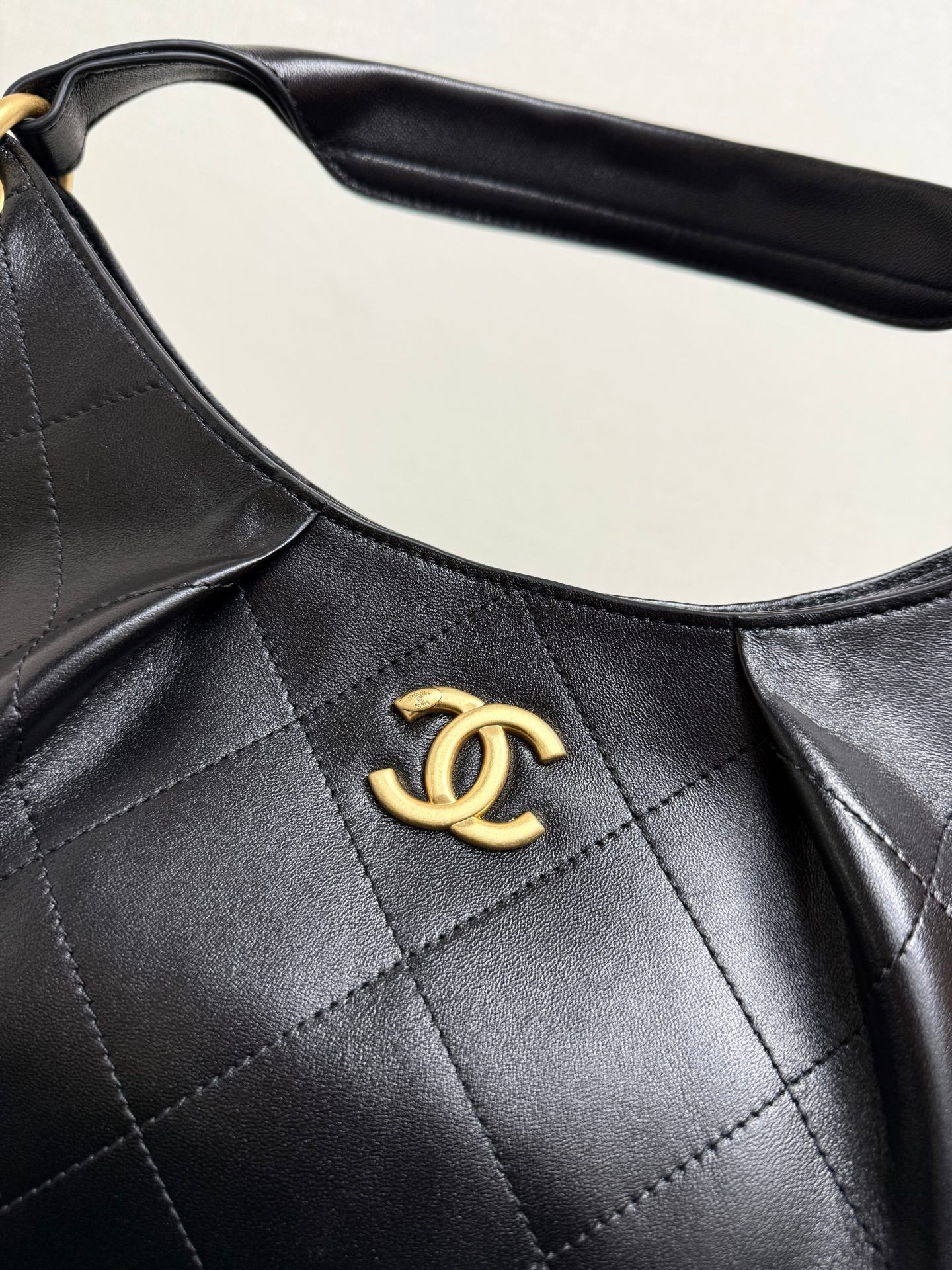 Chanel 2026 Hippie Hobo Bag 32cm Black Calfskin