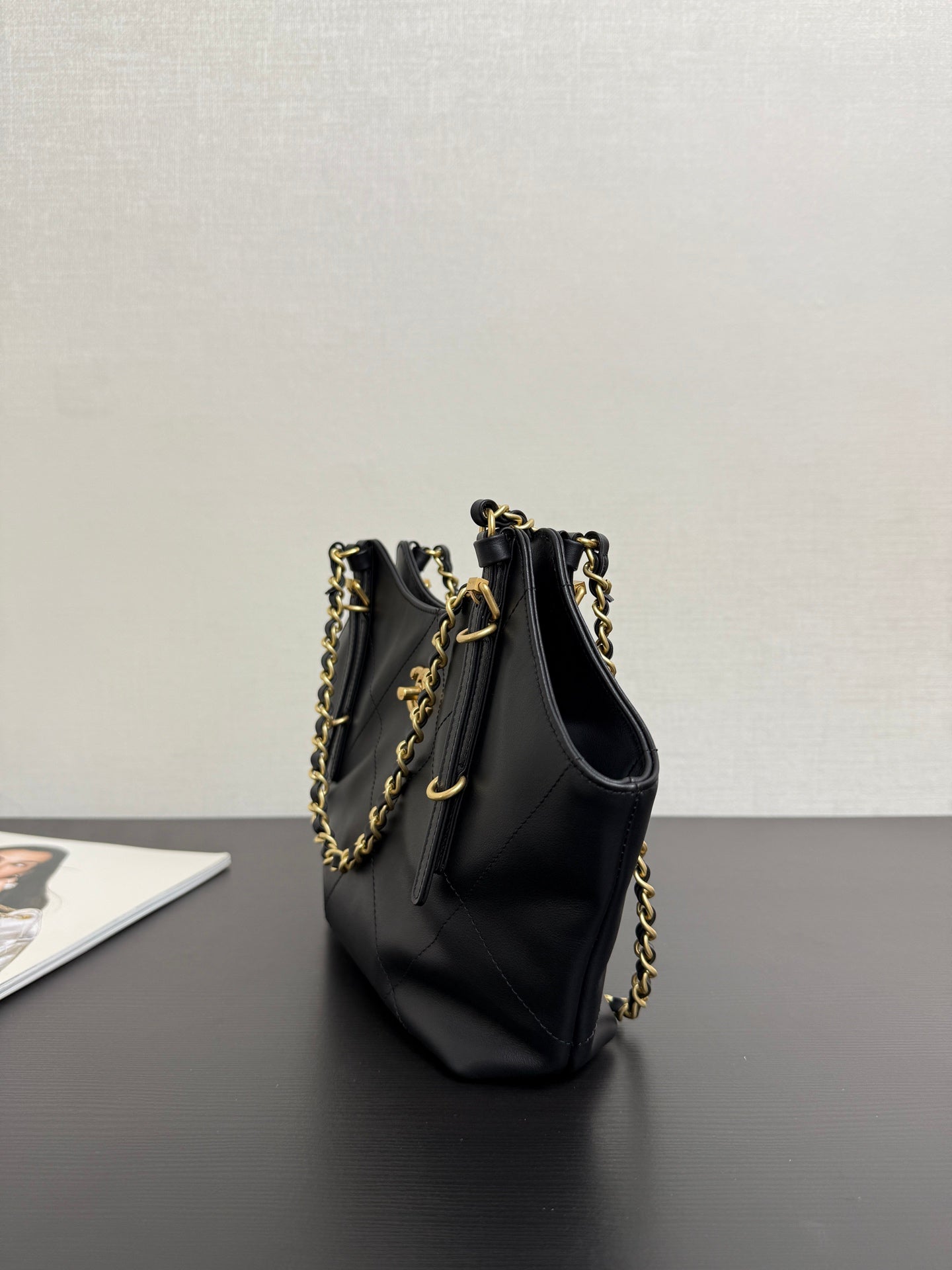 Chanel 2026 Maxi Coco Shopping Tote Bag 30cm Black Calfskin